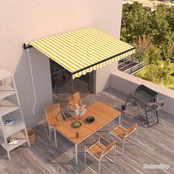 Auvent r�tractable automatique 350x250 cm Jaune et blanc