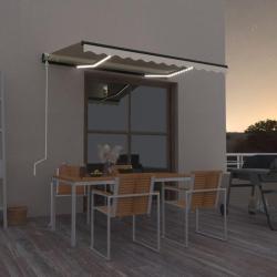 Auvent automatique avec capteur de vent et LED 350x250 cm Cr&egrave;me