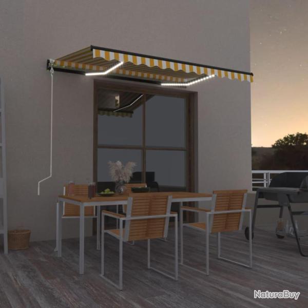 Auvent automatique capteur de vent/LED 350x250cm Jaune et blanc