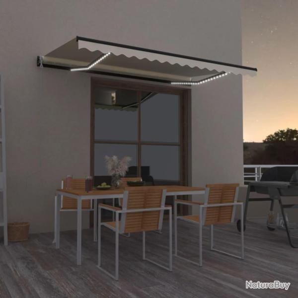 Auvent automatique avec capteur de vent et LED 450x300 cm Cr�me