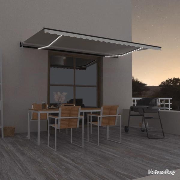 Auvent automatique avec capteur de vent et LED 500x300 cm Cr�me