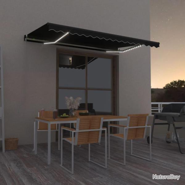 Auvent manuel r�tractable avec LED 400x350 cm Anthracite