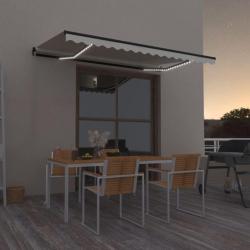 Auvent manuel r&eacute;tractable avec LED 450x350 cm Cr&egrave;me