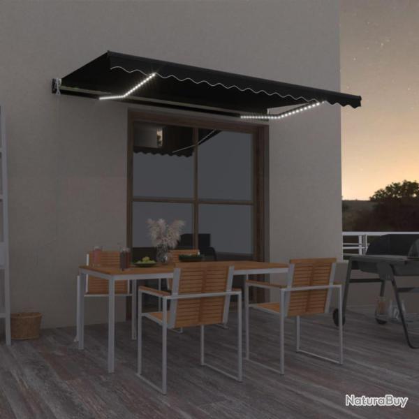 Auvent automatique et capteur de vent LED 450x350 cm Anthracite