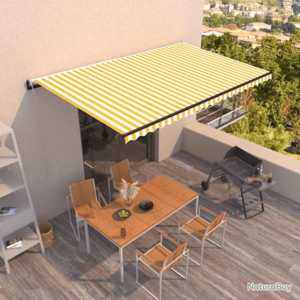 Auvent r�tractable automatique 500x350 cm Jaune et blanc