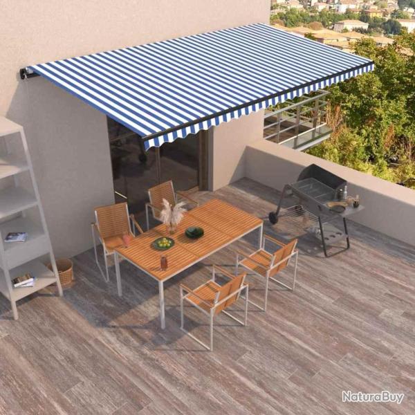 Auvent manuel r�tractable 600x350 cm Bleu et blanc