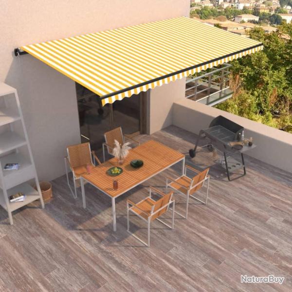 Auvent manuel r�tractable 600x350 cm Jaune et blanc