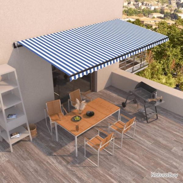 Auvent r�tractable automatique 600x350 cm Bleu et blanc