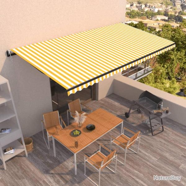 Auvent r�tractable automatique 600x350 cm Jaune et blanc