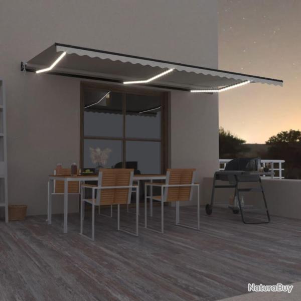 Auvent automatique avec capteur de vent et LED 600x350 cm Cr�me