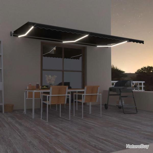 Auvent automatique capteur de vent et LED 600x350 cm Anthracite