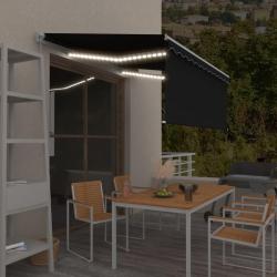 Auvent manuel r&eacute;tractable avec store et LED 3x2,5 m Anthracite