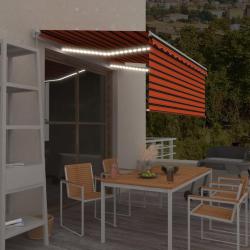 Auvent r&eacute;tractable manuel store et LED 3x2,5 m Orange et marron