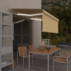Auvent r&eacute;tractable manuel store LED 3,5x2,5 m Jaune et blanc