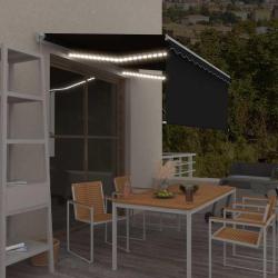 Auvent r&eacute;tractable manuel avec store LED 3,5x2,5 m Anthracite