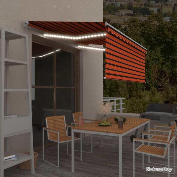 Auvent r�tractable manuel store LED 3,5x2,5 m Orange et marron