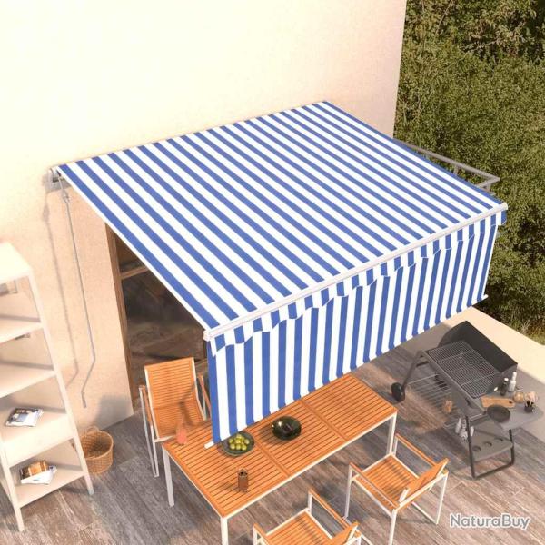 Auvent automatique r�tractable avec store 4x3 m Bleu et blanc