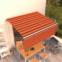 Auvent automatique r&eacute;tractable avec store 4x3m Orange et marron