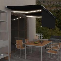 Auvent manuel r&eacute;tractable avec store et LED 4,5x3 m Anthracite