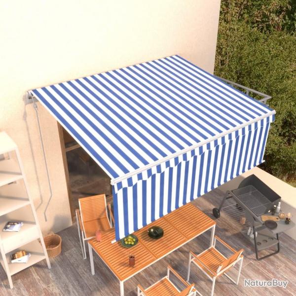 Auvent automatique r�tractable avec store 4,5x3 m Bleu et blanc