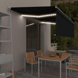 Auvent r&eacute;tractable manuel avec store et LED 5x3 m Anthracite