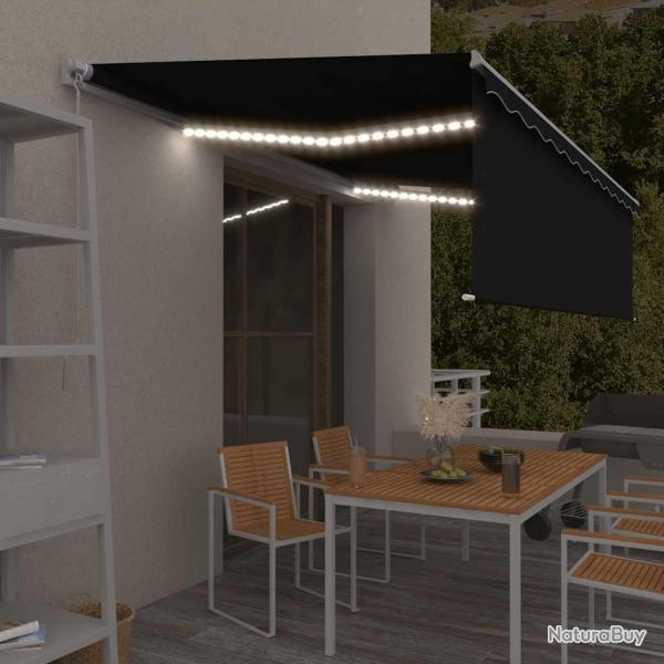 Auvent r�tractable manuel avec store et LED 5x3 m Anthracite