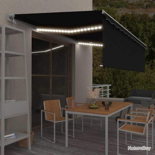 Auvent automatique store capteur de vent et LED 5x3m Anthracite