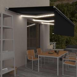 Auvent manuel r&eacute;tractable avec store et LED 6x3 m Anthracite