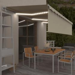 Auvent automatique store capteur de vent et LED 6x3 m Cr&egrave;me