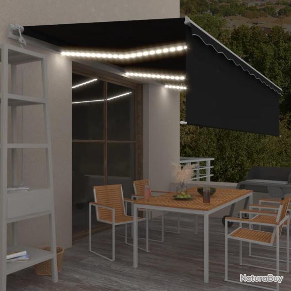 Auvent automatique store capteur de vent/LED 6x3 m Anthracite