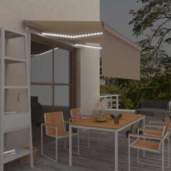 Auvent automatique store capteur de vent et LED 3x2,5 m Cr&egrave;me