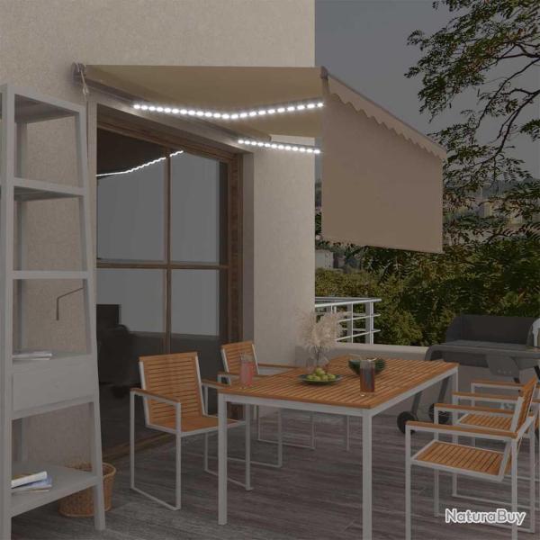 Auvent automatique store capteur de vent et LED 3x2,5 m Cr�me