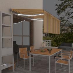 Auvent automatique store capteur de vent LED 3x2,5m Jaune blanc