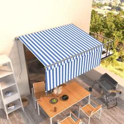 Auvent r&eacute;tractable manuel avec store 3,5x2,5 m Bleu et blanc