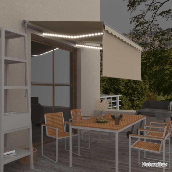 Auvent r�tractable manuel avec store et LED 3,5x2,5 m Cr�me