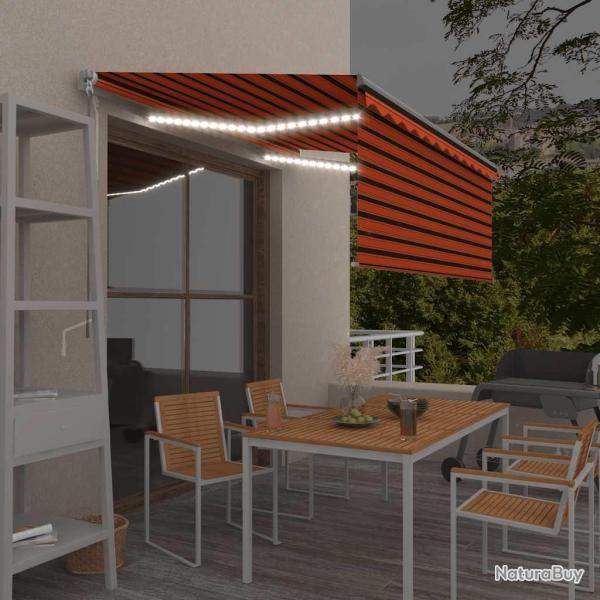 Auvent r�tractable manuel store LED 3,5x2,5 m Orange et marron