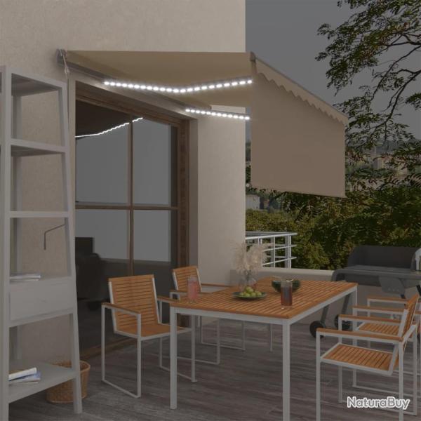 Auvent automatique store capteur de vent LED 3,5x2,5 m Cr�me