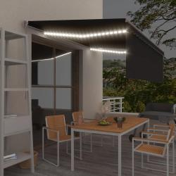 Auvent manuel r&eacute;tractable et store et LED 4x3 m Anthracite