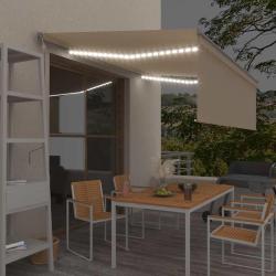 Auvent automatique et store capteur de vent et LED 4x3 m Cr&egrave;me