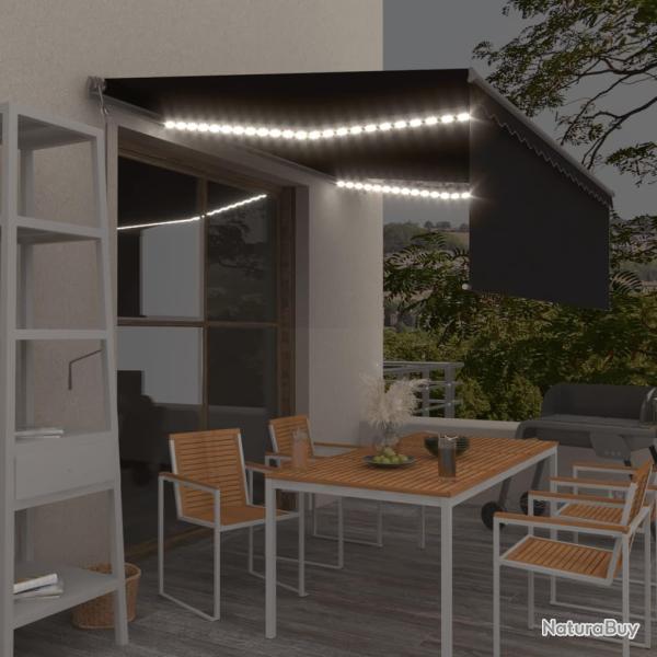 Auvent automatique store capteur de vent et LED 4x3m Anthracite