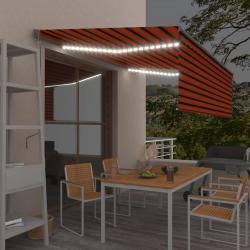 Auvent automatique store capteur de vent LED 4x3m Orange marron