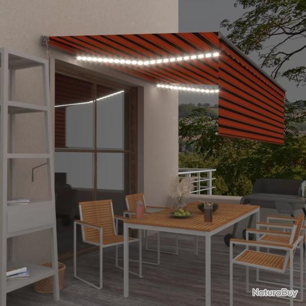 Auvent automatique store capteur de vent LED 4x3m Orange marron