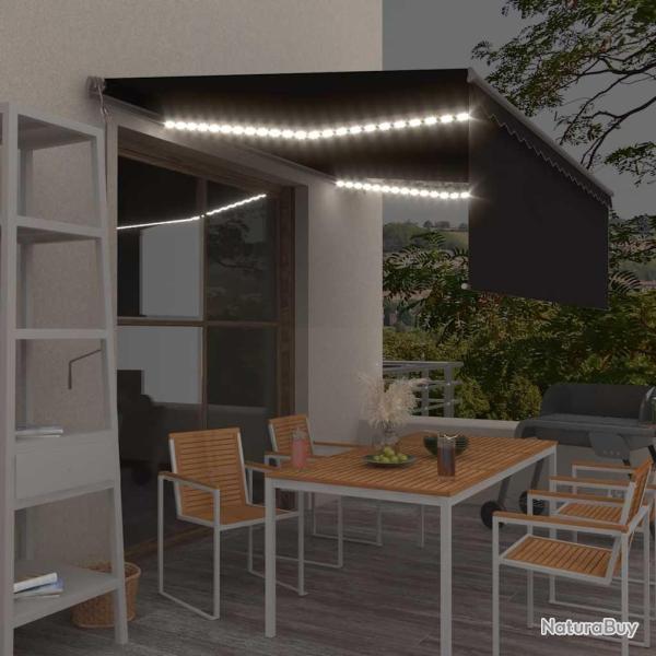 Auvent automatique store capteur de vent LED 4,5x3 m Anthracite