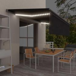 Auvent automatique store capteur de vent et LED 5x3m Anthracite