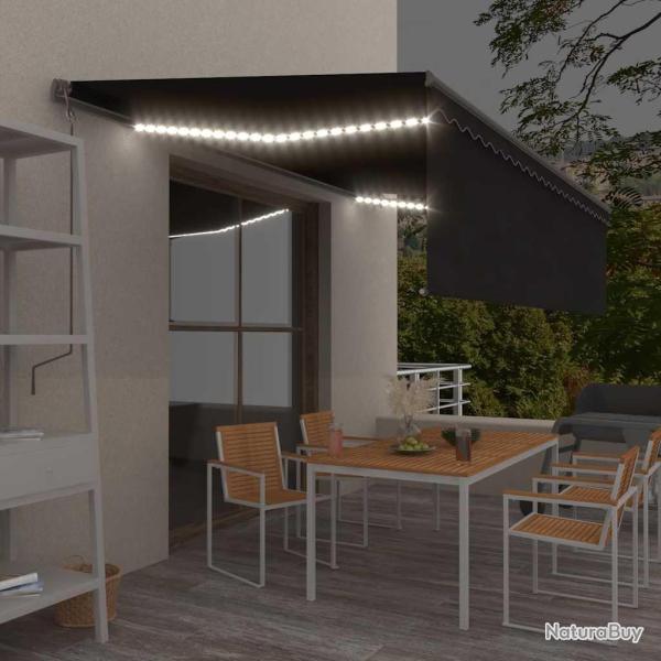 Auvent automatique store capteur de vent et LED 5x3m Anthracite