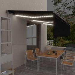 Auvent manuel r&eacute;tractable avec store et LED 6x3 m Anthracite