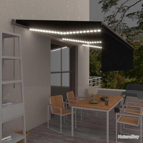 Auvent manuel r�tractable avec store et LED 6x3 m Anthracite