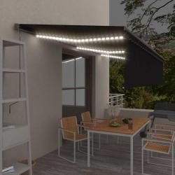Auvent automatique store capteur de vent/LED 6x3 m Anthracite