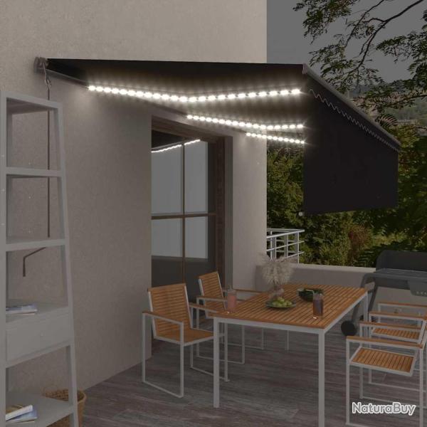 Auvent automatique store capteur de vent/LED 6x3 m Anthracite