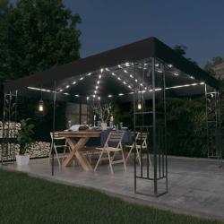 Tonnelle avec double toit et lumi&egrave;res LED 3x4 m Anthracite